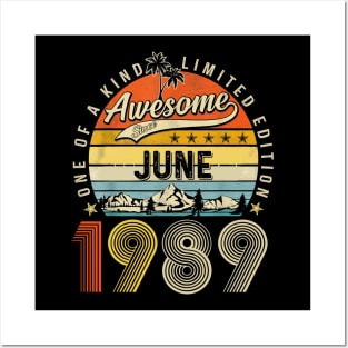 Awesome Since June 1989 Vintage 34th Birthday Posters and Art